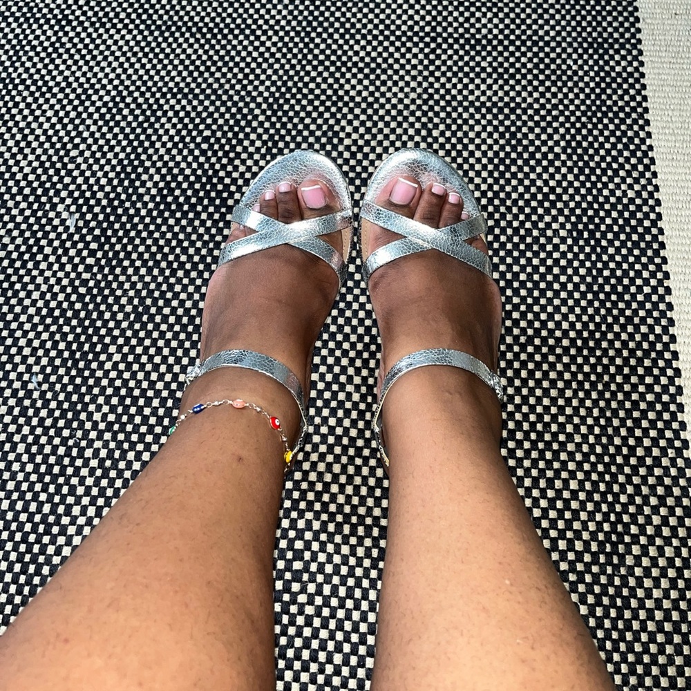 WIDE FIT Strappy silver heel